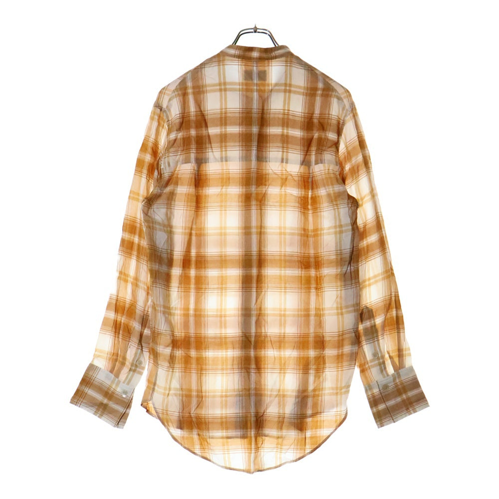 BED J.W. FORD(ベッドフォード) 21SS Stand coller check blouse スタンドカラー オンブレチェック 長袖シャツ ホワイト/ライトブラウン 21SS-B-BL02