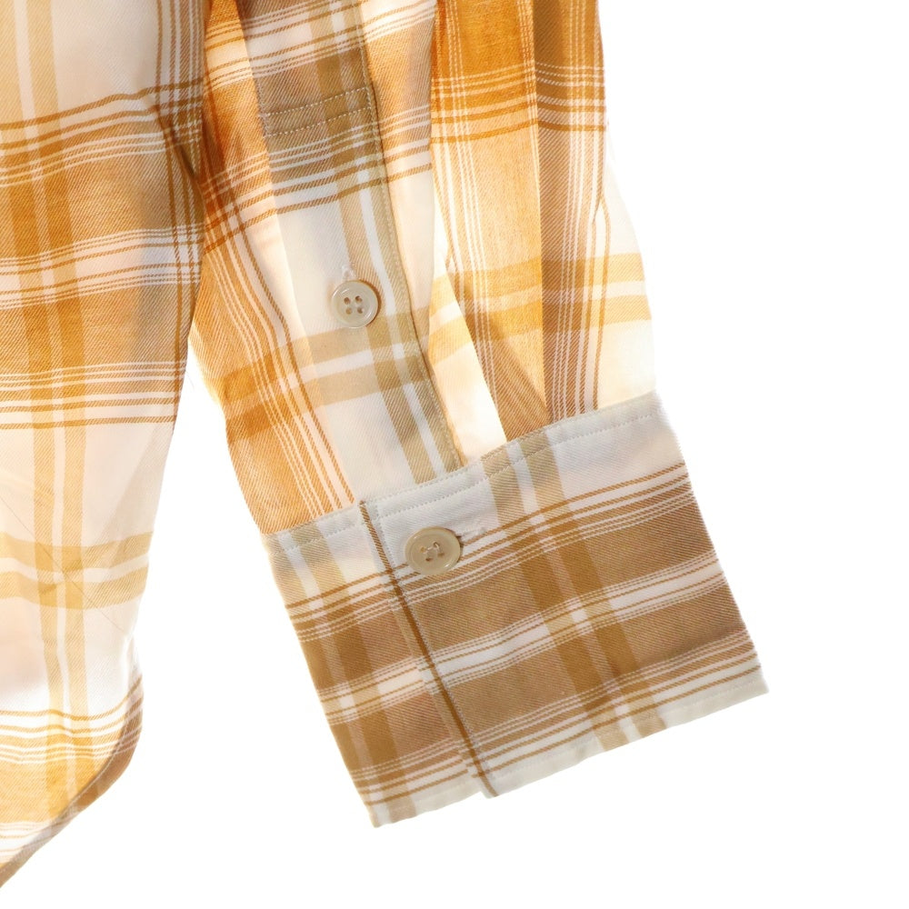 BED J.W. FORD(ベッドフォード) 21SS Stand coller check blouse スタンドカラー オンブレチェック 長袖シャツ ホワイト/ライトブラウン 21SS-B-BL02