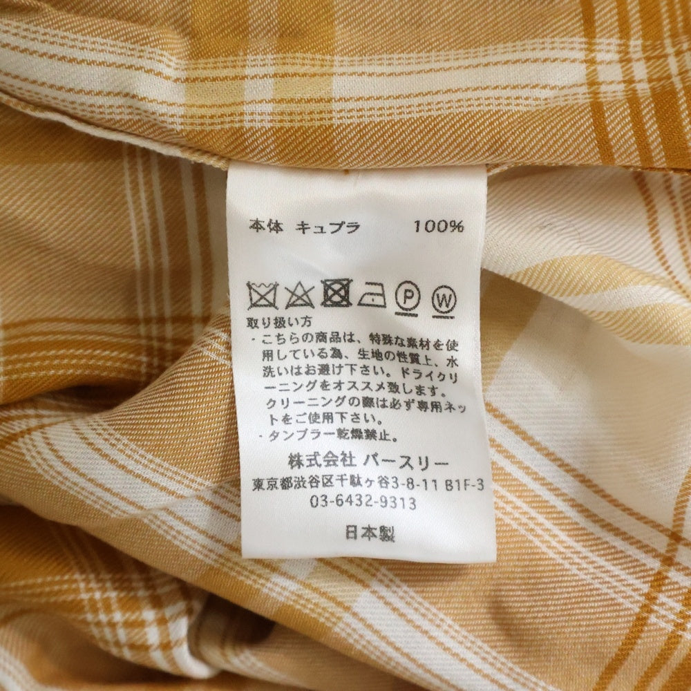 BED J.W. FORD(ベッドフォード) 21SS Stand coller check blouse スタンドカラー オンブレチェック 長袖シャツ ホワイト/ライトブラウン 21SS-B-BL02