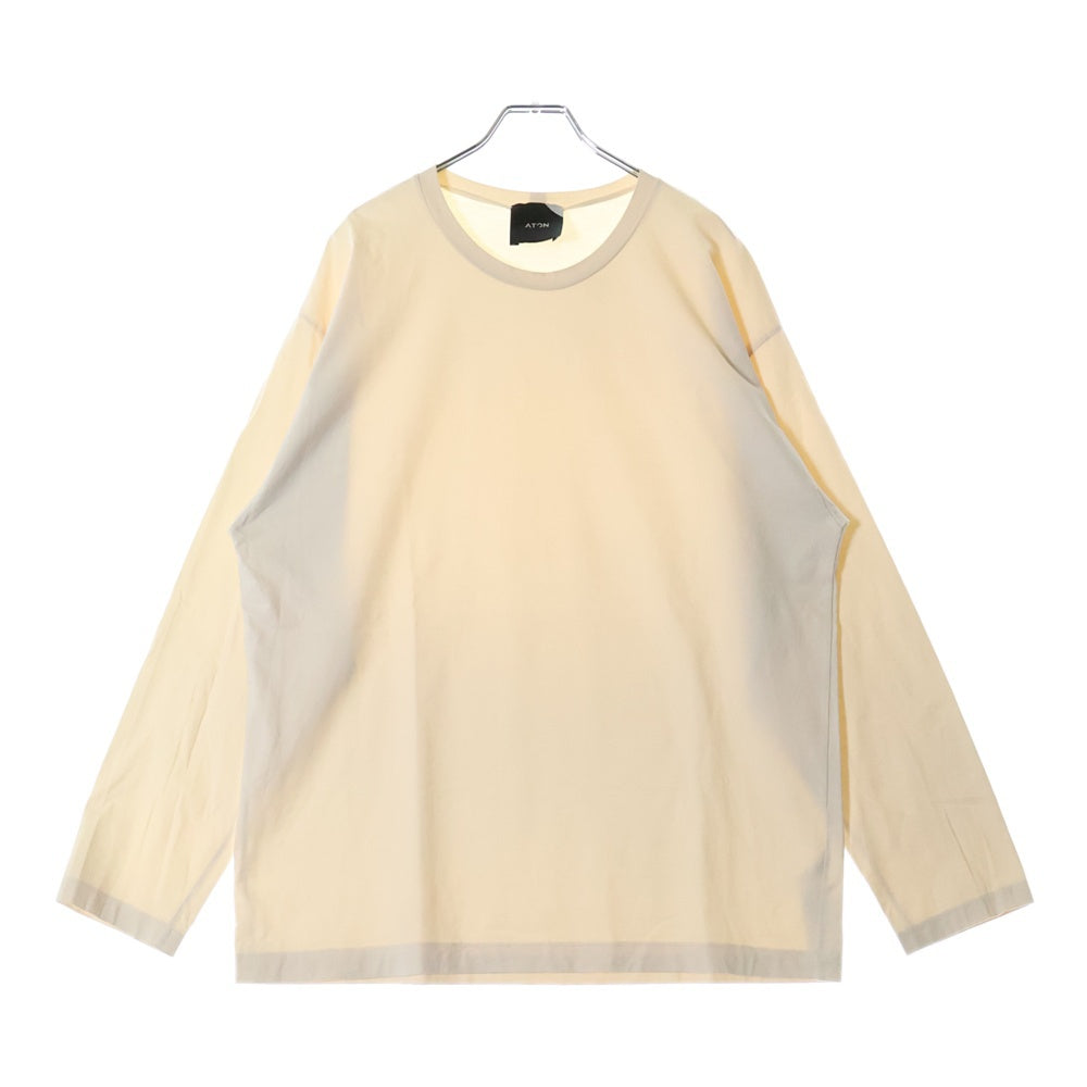 ATON(エイトン) コットン クルーネック長袖tシャツ カットソー ベージュ 6930900