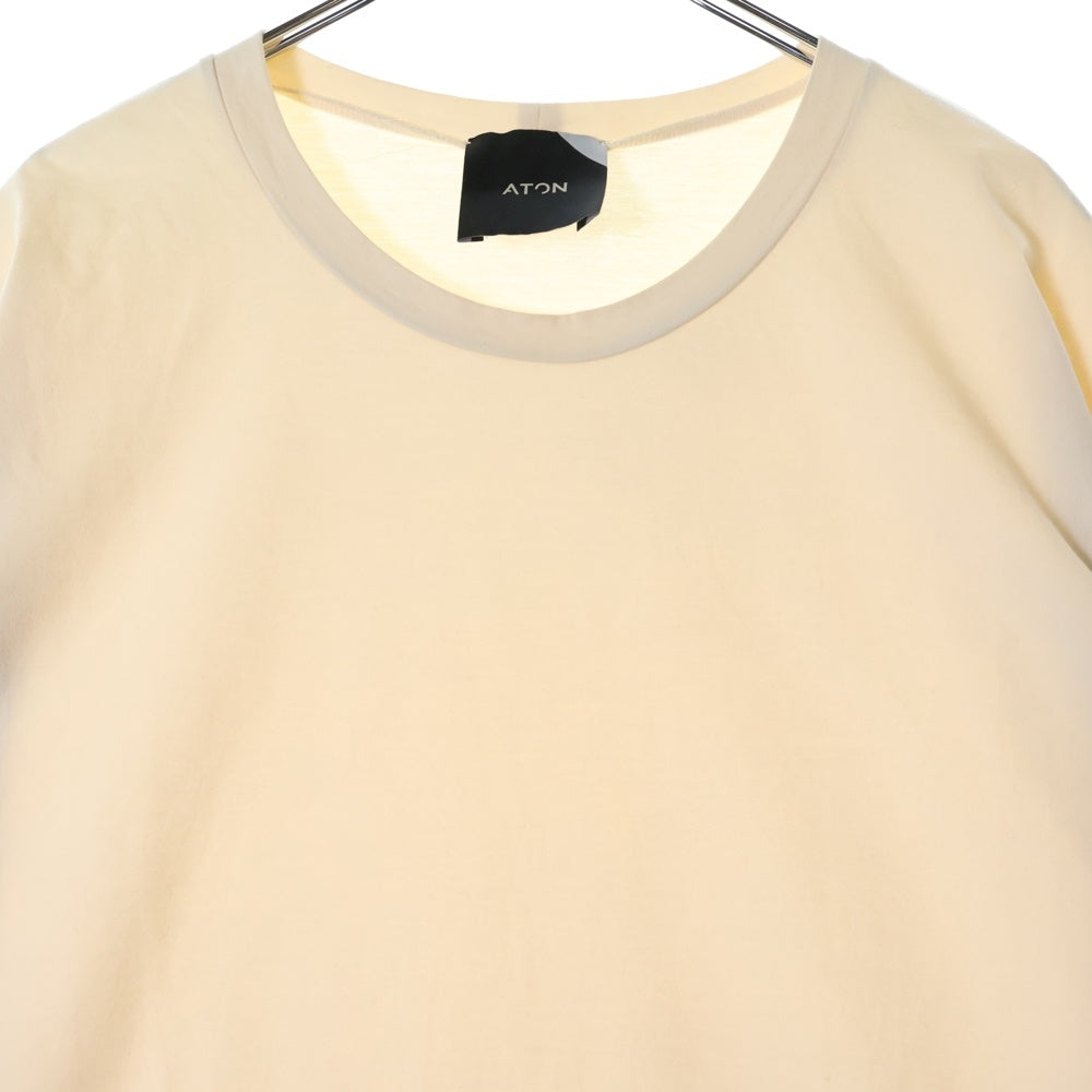 ATON(エイトン) コットン クルーネック長袖tシャツ カットソー ベージュ 6930900