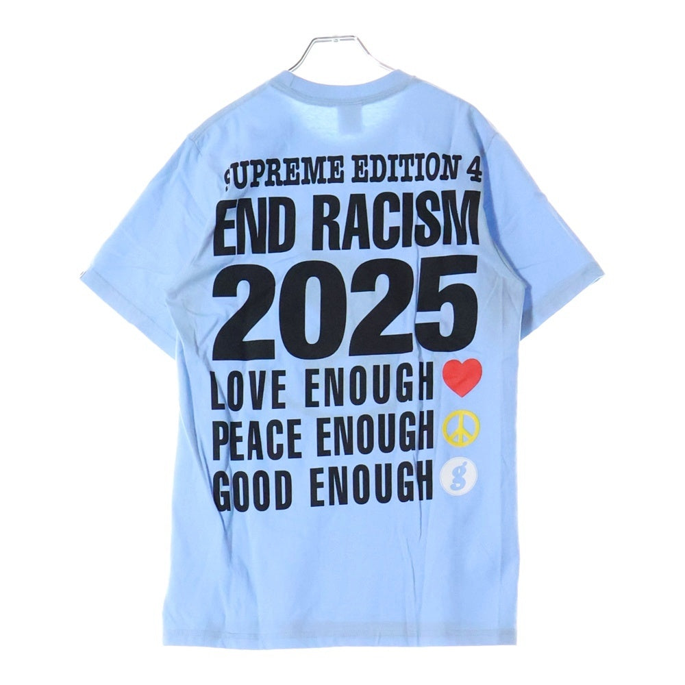 SUPREME(シュプリーム) 25SS × GOODENOUGH End Racism Tee グッドイナフ エンドレイシズム グラフィックプリント クルーネック半袖Tシャツ カットソー ライトブルー