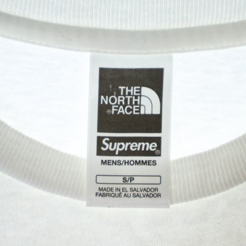 SUPREME(シュプリーム) 23SS × THE NORTH FACE Printed Pocket Tee ロゴプリント ポケット クルーネック半袖Tシャツ カットソー ホワイト/レッド NT02309I