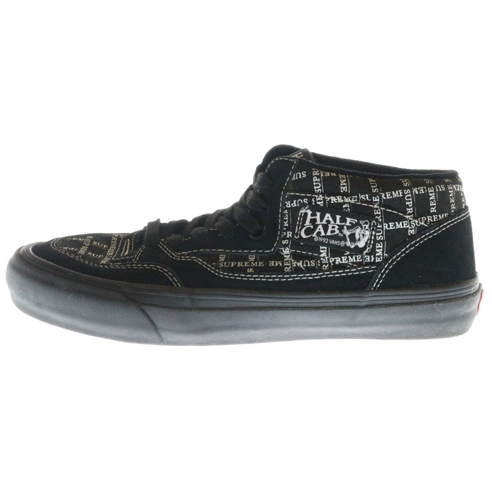 SUPREME(シュプリーム) 20AW × Vans Half Cab Pro ロゴ総柄 ハーフキャブ ローカットスニーカー ブラック/ホワイト US8/26.0cm