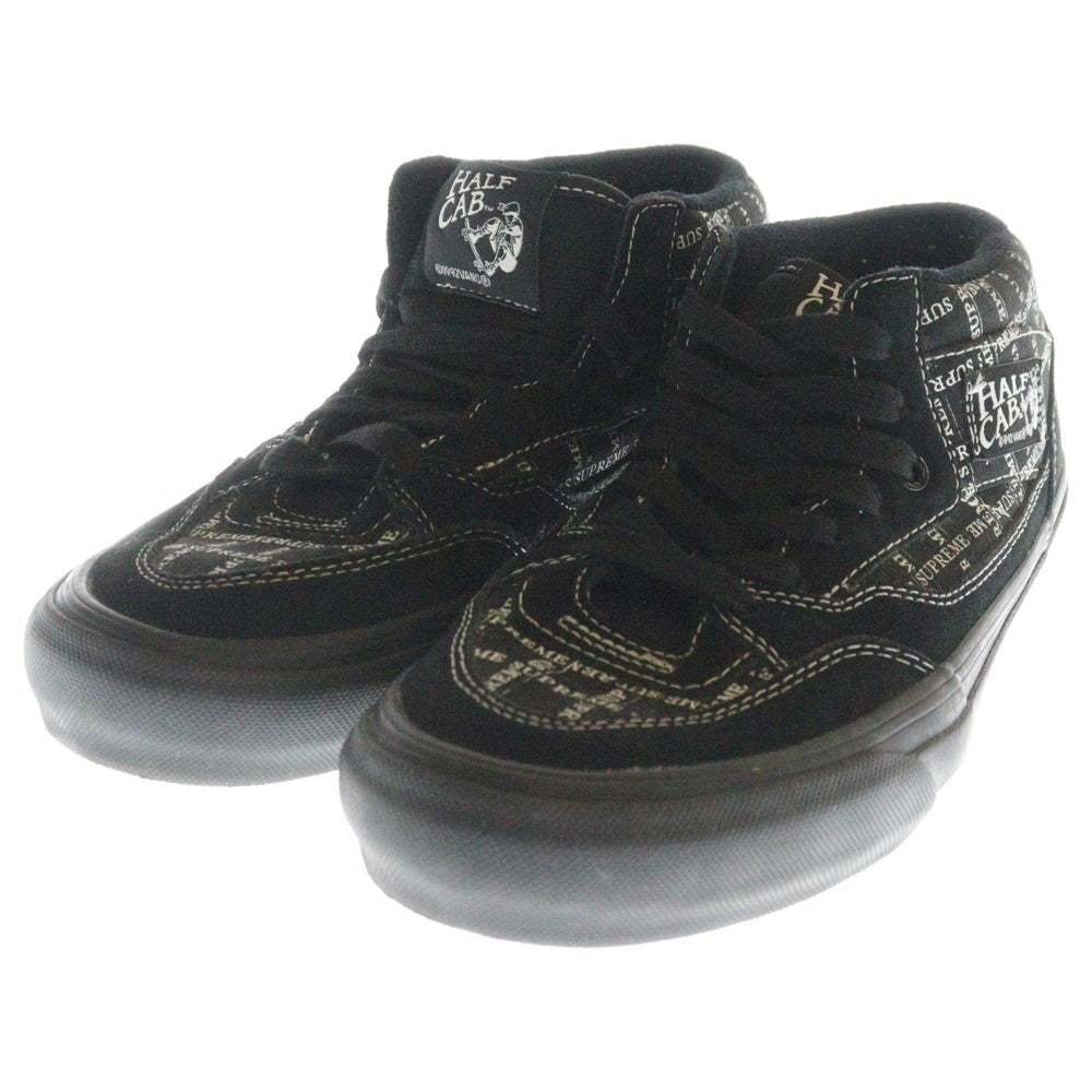 SUPREME(シュプリーム) 20AW × Vans Half Cab Pro ロゴ総柄 ハーフキャブ ローカットスニーカー ブラック/ホワイト US8/26.0cm