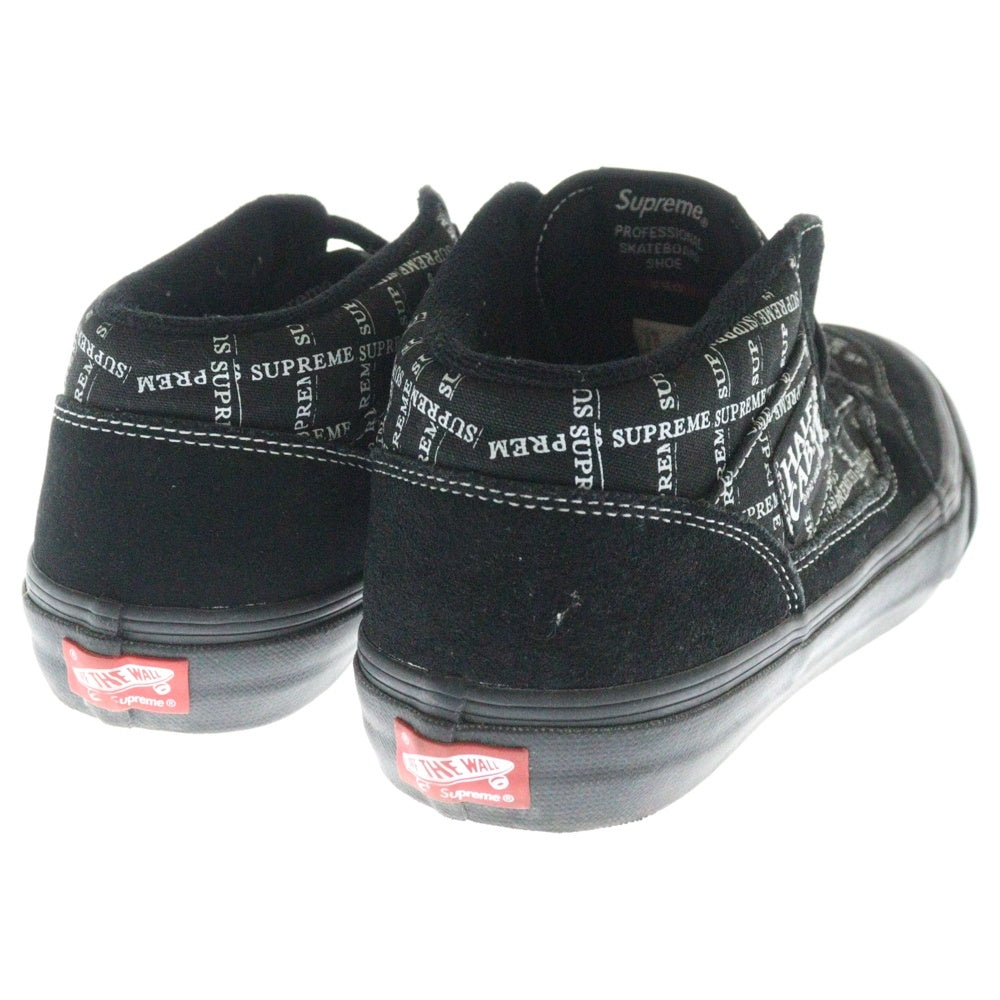 SUPREME(シュプリーム) 20AW × Vans Half Cab Pro ロゴ総柄 ハーフキャブ ローカットスニーカー ブラック/ホワイト US8/26.0cm