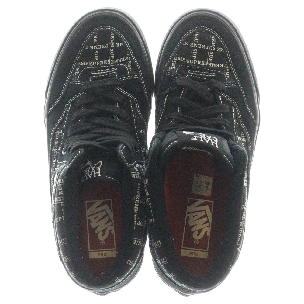 SUPREME(シュプリーム) 20AW × Vans Half Cab Pro ロゴ総柄 ハーフキャブ ローカットスニーカー ブラック/ホワイト US8/26.0cm