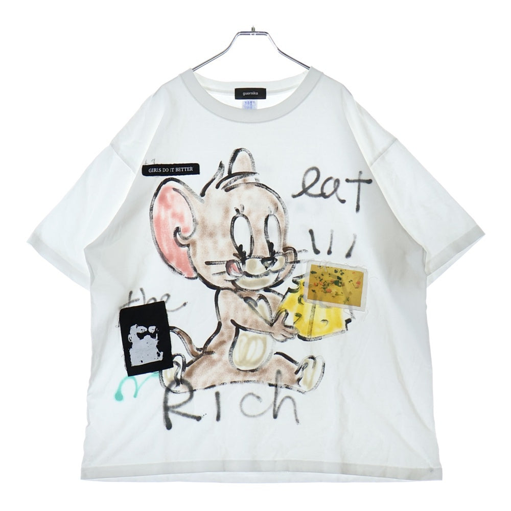 GUERNIKA(ゲルニカ) トムとジェリー ペイント クルーネック コットン 半袖Tシャツ カットソー ホワイト