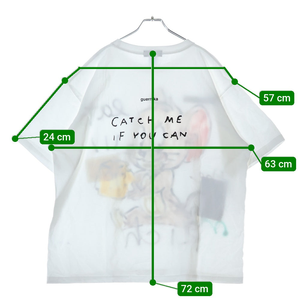 GUERNIKA(ゲルニカ) トムとジェリー ペイント クルーネック コットン 半袖Tシャツ カットソー ホワイト
