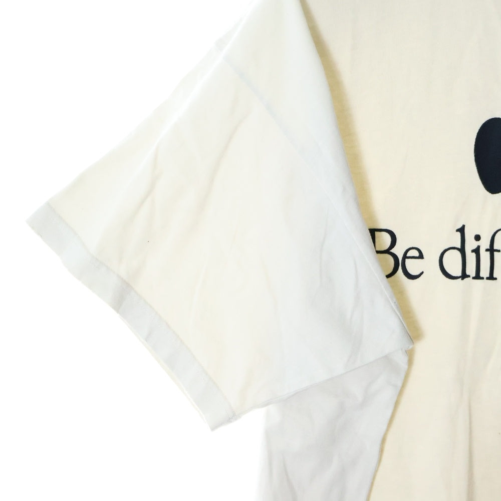 BALENCIAGA(バレンシアガ) 22AW Be different フロント刺繍 クルーネック 半袖Tシャツ カットソー オフホワイト 712398 TNVB3