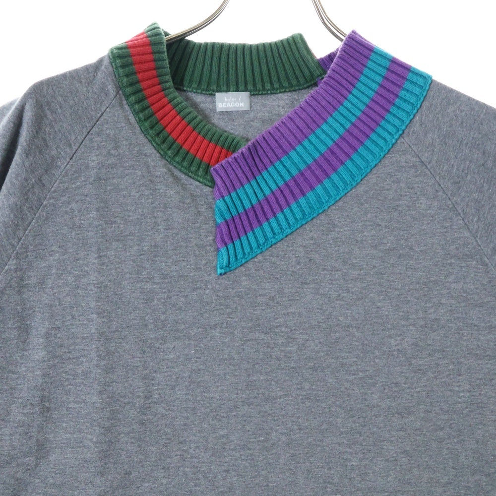 kolor BEACON(カラービーコン) 21SS リブニットドッキング コットン 半袖Tシャツ カットソー グレー 212SBM-T01231