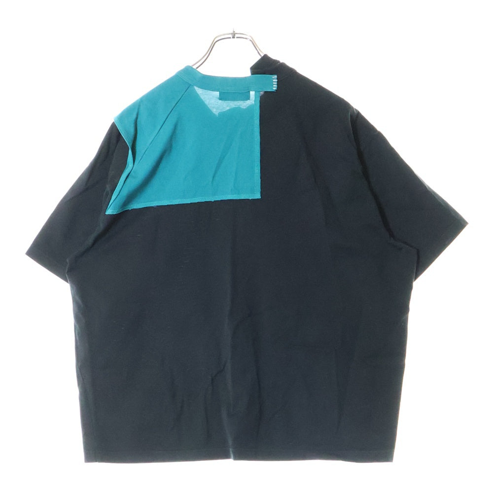 kolor(カラー) 21SS クリアコットン 切替ドッキングデザイン クルーネック 半袖Tシャツ カットソー ブラック 21SCM-T04203
