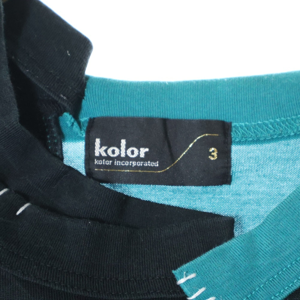 kolor(カラー) 21SS クリアコットン 切替ドッキングデザイン クルーネック 半袖Tシャツ カットソー ブラック 21SCM-T04203