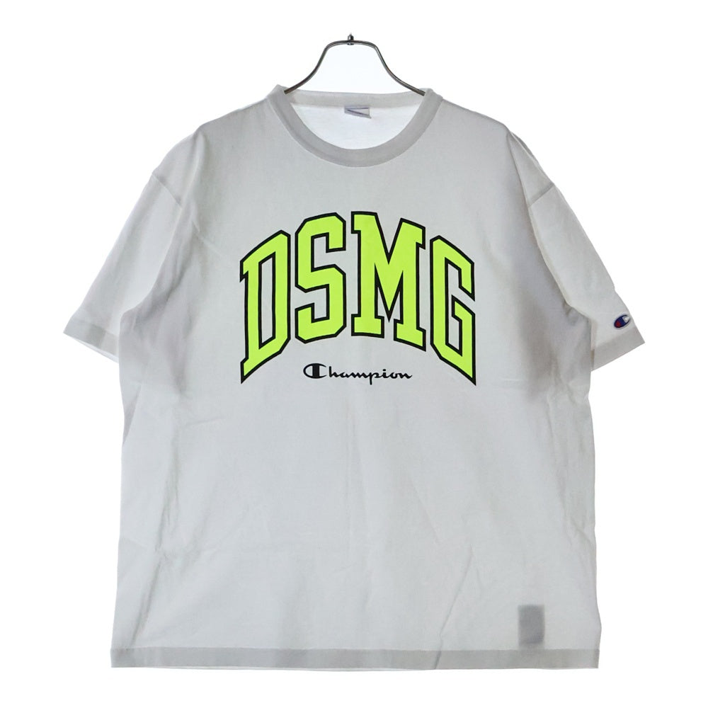 CHAMPION(チャンピオン) ×DOVER STREET MARKET GINZA DSMG T1011 ドーバーストリートマーケット銀座 USA製 フロントプリント クルーネック 半袖Tシャツ カットソー ホワイト C5-P301