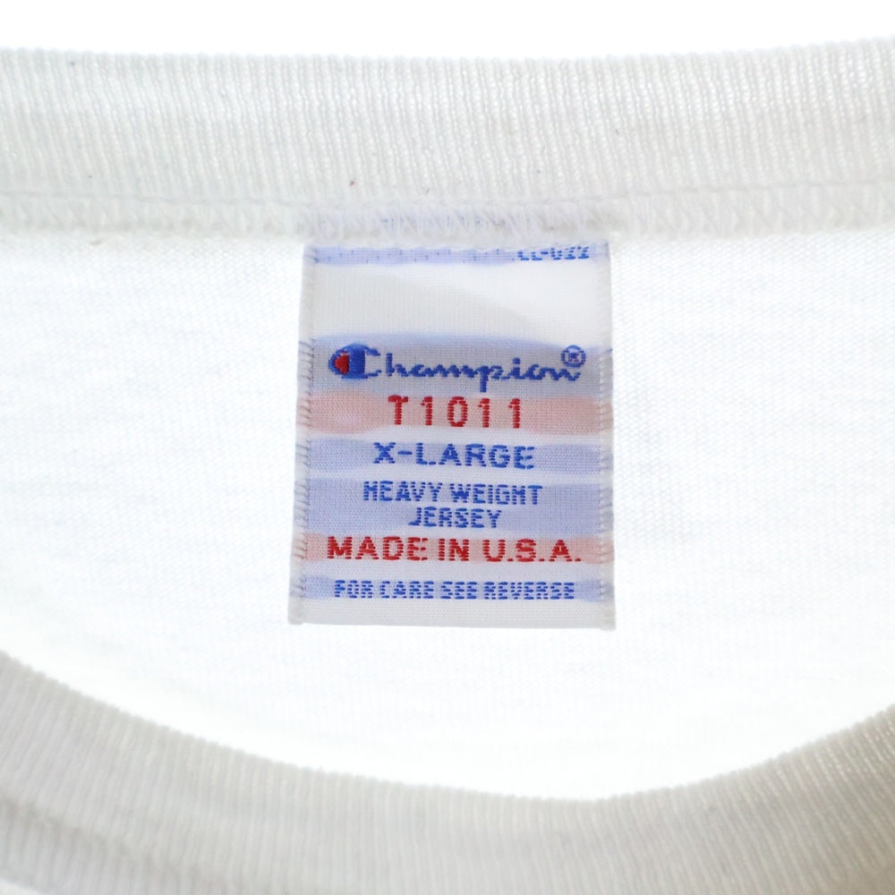 CHAMPION(チャンピオン) ×DOVER STREET MARKET GINZA DSMG T1011 ドーバーストリートマーケット銀座 USA製 フロントプリント クルーネック 半袖Tシャツ カットソー ホワイト C5-P301