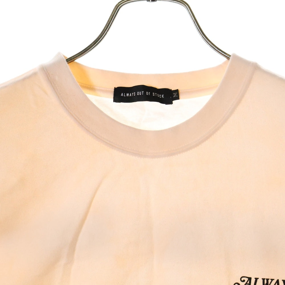 ALWAYS OUT OF STOCK(オールウェイズアウトオブストック) 日本製 両面プリント クルーネック 半袖Tシャツ カットソー ピンク
