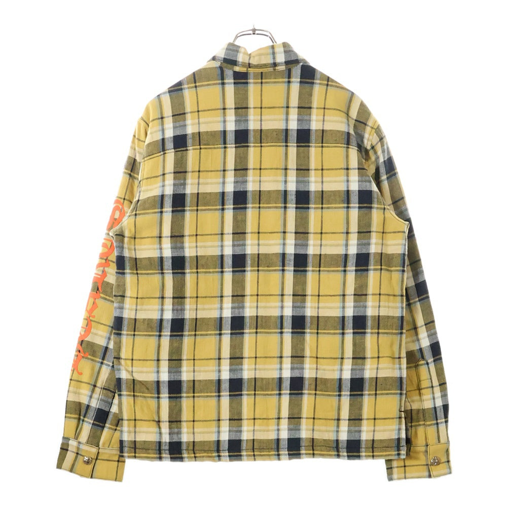CHROME HEARTS(クロムハーツ) WORKN JNKYD PLD ワーキン プライドチェック アームロゴプリント 中綿シャツジャケット イエロー/オレンジ