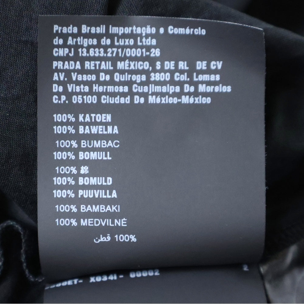 PRADA(プラダ) AD2022 クルーネック ショートスリーブ シアー カットソー 半袖 Tシャツ ブラック レディース TDNA976 S221
