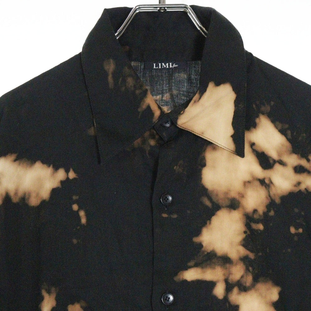 LIMI feu(リミフゥ) 22SS ブリーチ加工 コットン レギュラーカラー ロング 長袖シャツ ブラック LG-B02-021