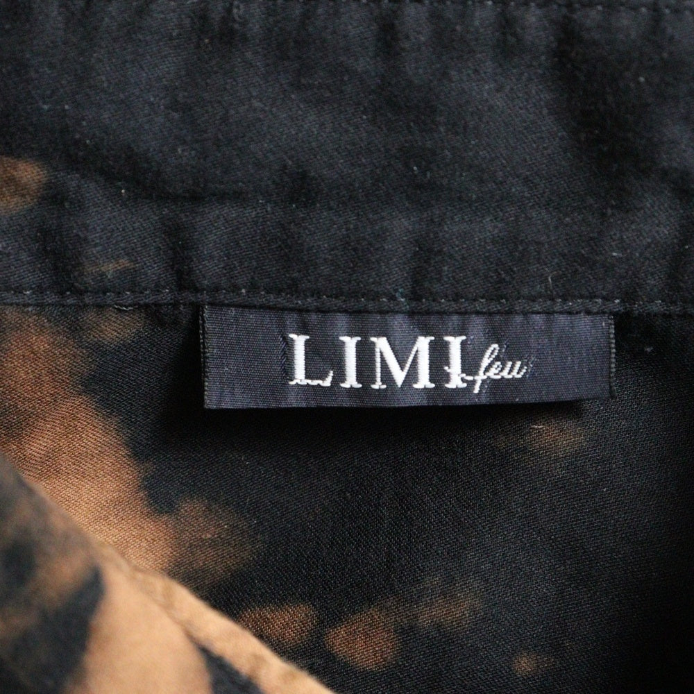 LIMI feu(リミフゥ) 22SS ブリーチ加工 コットン レギュラーカラー ロング 長袖シャツ ブラック LG-B02-021