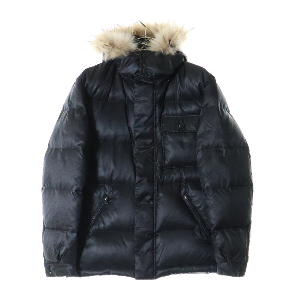PS Paul Smith(ピーエスバイポールスミス) ラクーンファー フーデッド ダウン ジャケット ブラック