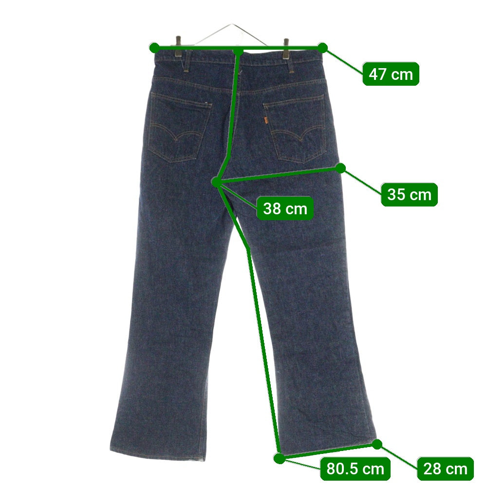Levi's(リーバイス) 70S VINTAGE 646-0217 ヴィンテージ スモールe オレンジタブ ボタン裏刻印4 ジップフライフレアデニムパンツ ベルボトムジーンズ インディゴ