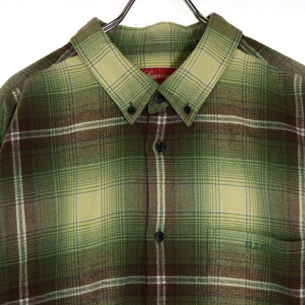 SUPREME(シュプリーム) 23SS Shadow Plaid Flannel Shirt シャドウプレイド ボタンダウン 長袖フランネルシャツ グリーン