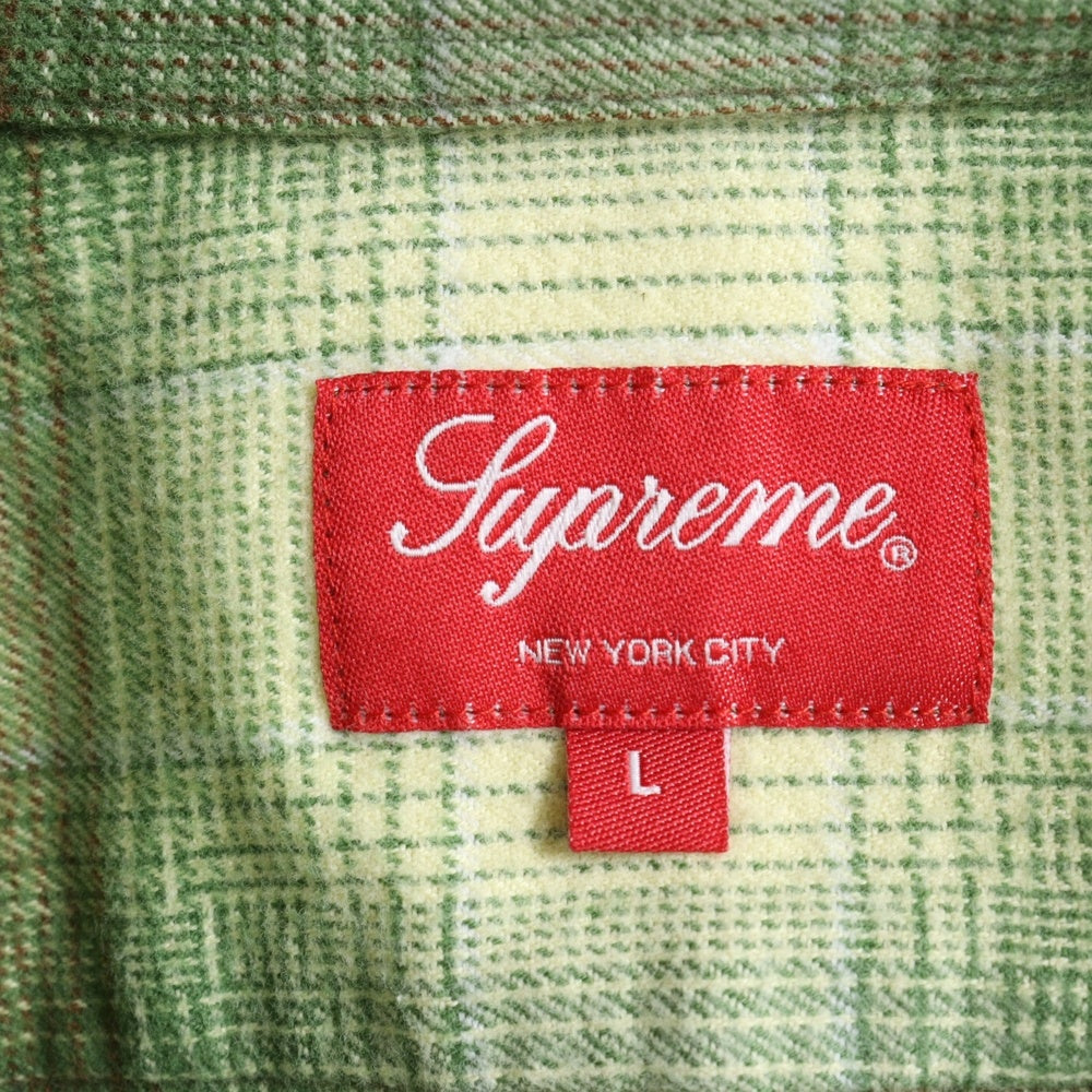 SUPREME(シュプリーム) 23SS Shadow Plaid Flannel Shirt シャドウプレイド ボタンダウン 長袖フランネルシャツ グリーン
