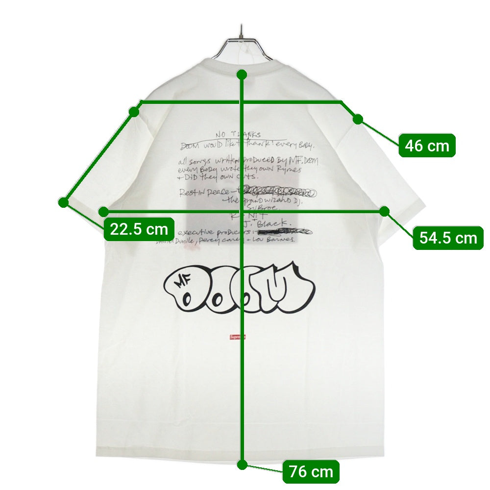 SUPREME(シュプリーム) 23AW MF Doom Tee MFドゥーム 両面プリントTシャツ 半袖クルーネックカットソー ホワイト
