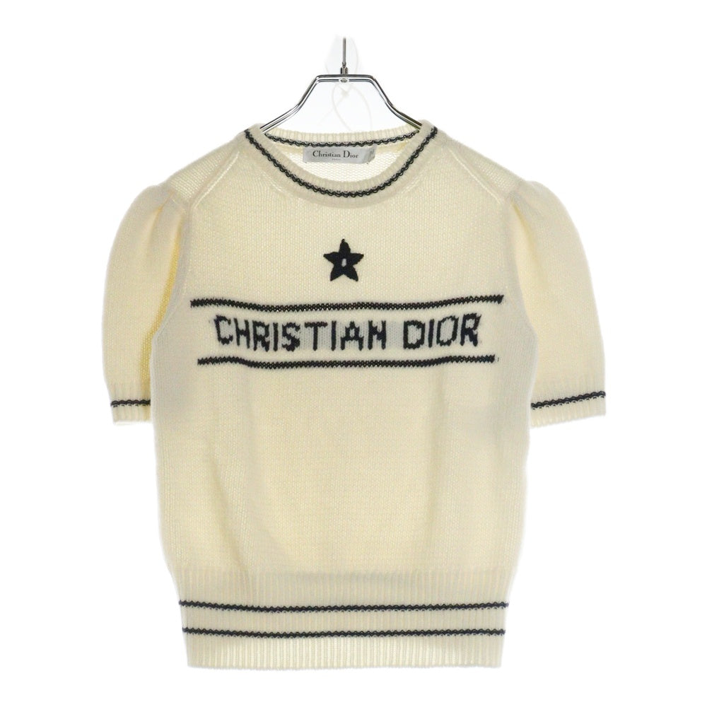 Christian Dior(クリスチャンディオール) 21AW フロントロゴ ショートスリーブ 半袖ニットセーター レディース ホワイト 154S09AM305