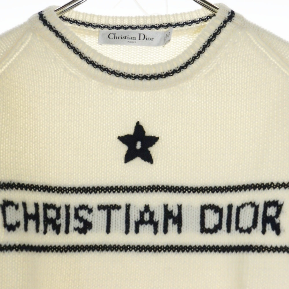 Christian Dior(クリスチャンディオール) 21AW フロントロゴ ショートスリーブ 半袖ニットセーター レディース ホワイト 154S09AM305