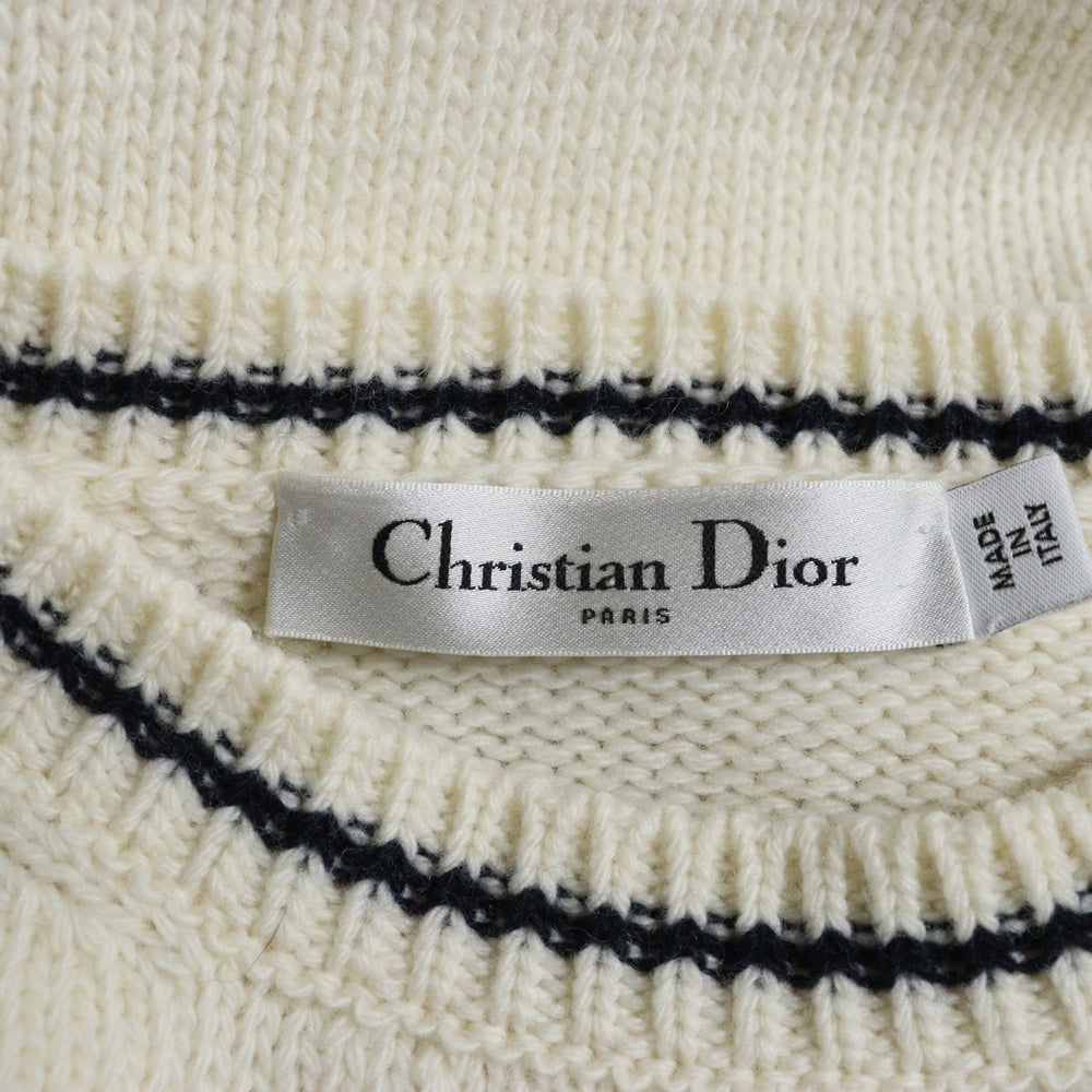 Christian Dior(クリスチャンディオール) 21AW フロントロゴ ショートスリーブ 半袖ニットセーター レディース ホワイト 154S09AM305