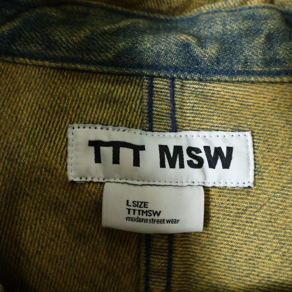 TTT_MSW(ティーモダンストリートウェア) 24SS HOODED DENIM JACKET フーディー デニム ジャケット イエロー/インディゴ TTT-2024SS-JK03