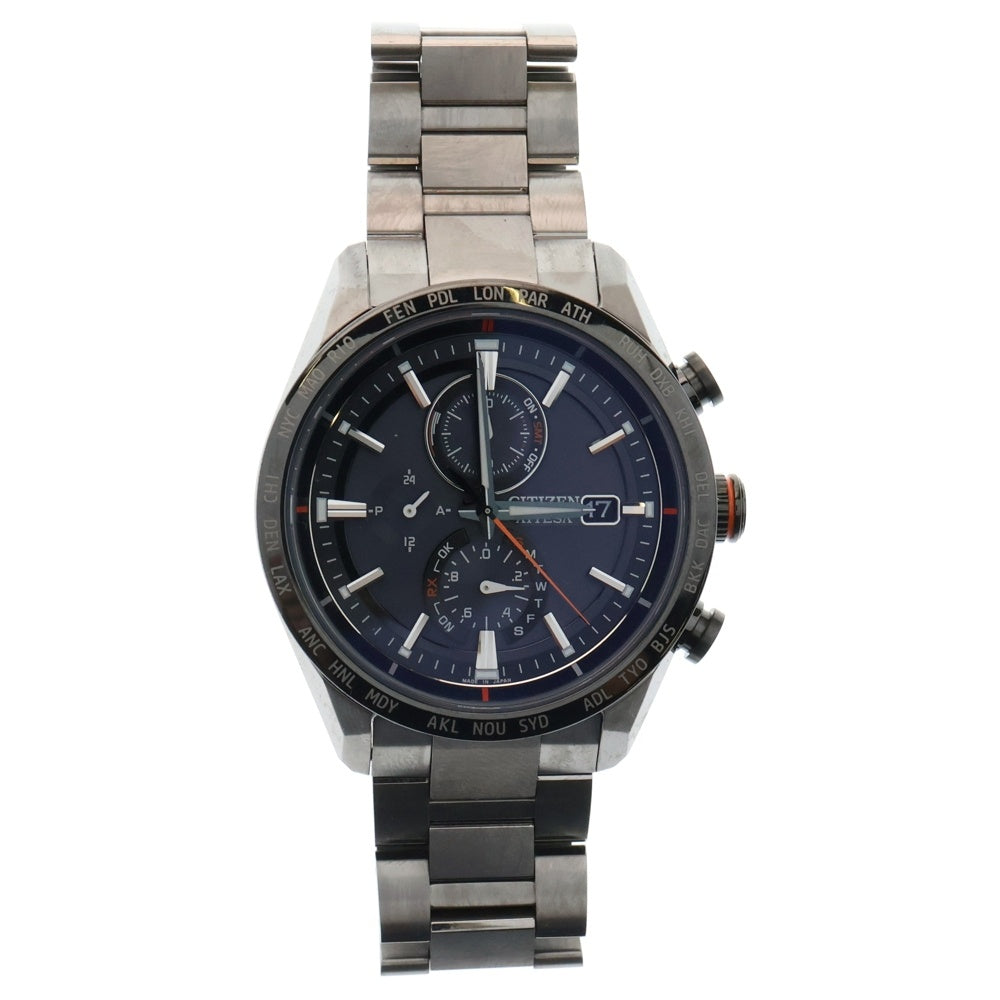 CITIZEN(シチズン) ATTESA アテッサ エコドライブ ソーラー 文字盤ブラック 電波腕時計 シルバー AT8189-61E