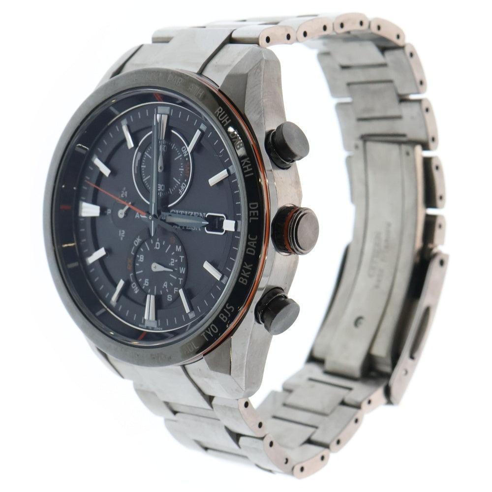 CITIZEN(シチズン) ATTESA アテッサ エコドライブ ソーラー 文字盤ブラック 電波腕時計 シルバー AT8189-61E