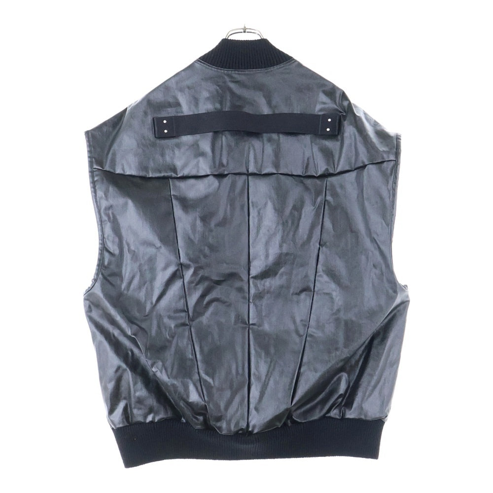 Rick Owens(リックオウエンス) 24SS JUMBO FLIGHT VEST IN COATED DENIM ジャンボフライト ジップアップベスト ブラック RU01D3761-SCT