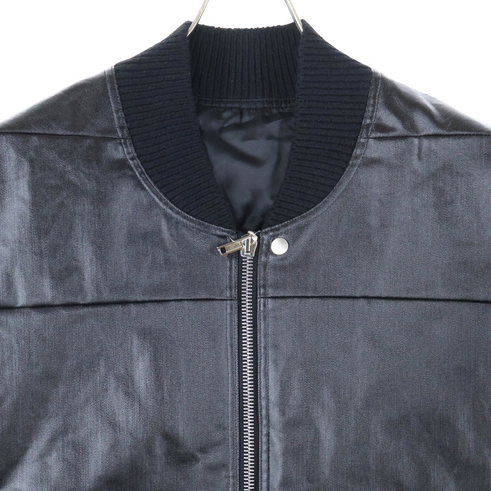 Rick Owens(リックオウエンス) 24SS JUMBO FLIGHT VEST IN COATED DENIM ジャンボフライト ジップアップベスト ブラック RU01D3761-SCT