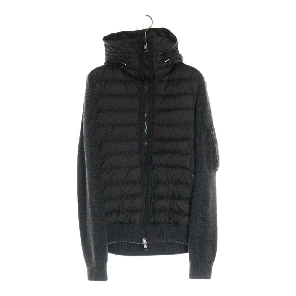 MONCLER(モンクレール) 17SS MAGLIONE TRICOT CARDIGAN ミドルゲージニット切り替え ジップアップ フーデッド ダウンジャケット グレー C20919402800 9478