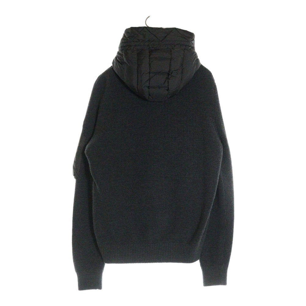MONCLER(モンクレール) 17SS MAGLIONE TRICOT CARDIGAN ミドルゲージニット切り替え ジップアップ フーデッド ダウンジャケット グレー C20919402800 9478