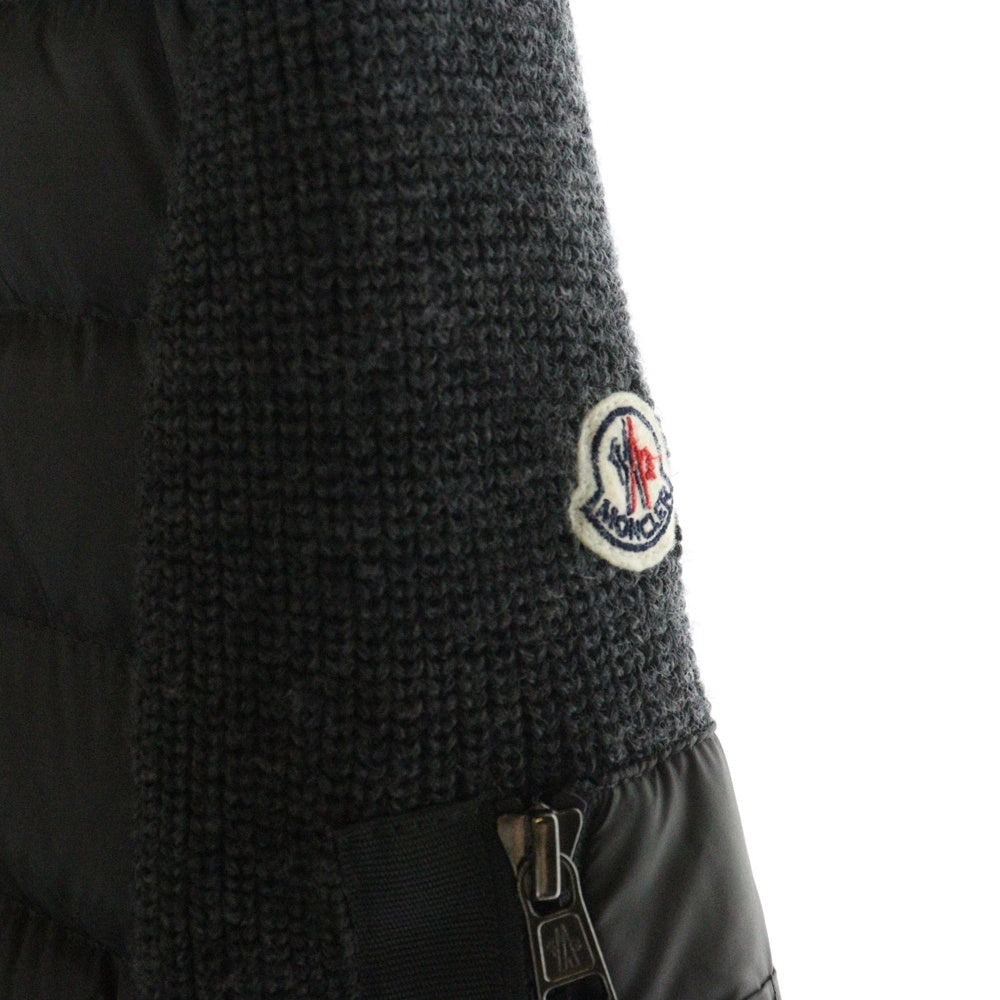 MONCLER(モンクレール) 17SS MAGLIONE TRICOT CARDIGAN ミドルゲージニット切り替え ジップアップ フーデッド ダウンジャケット グレー C20919402800 9478