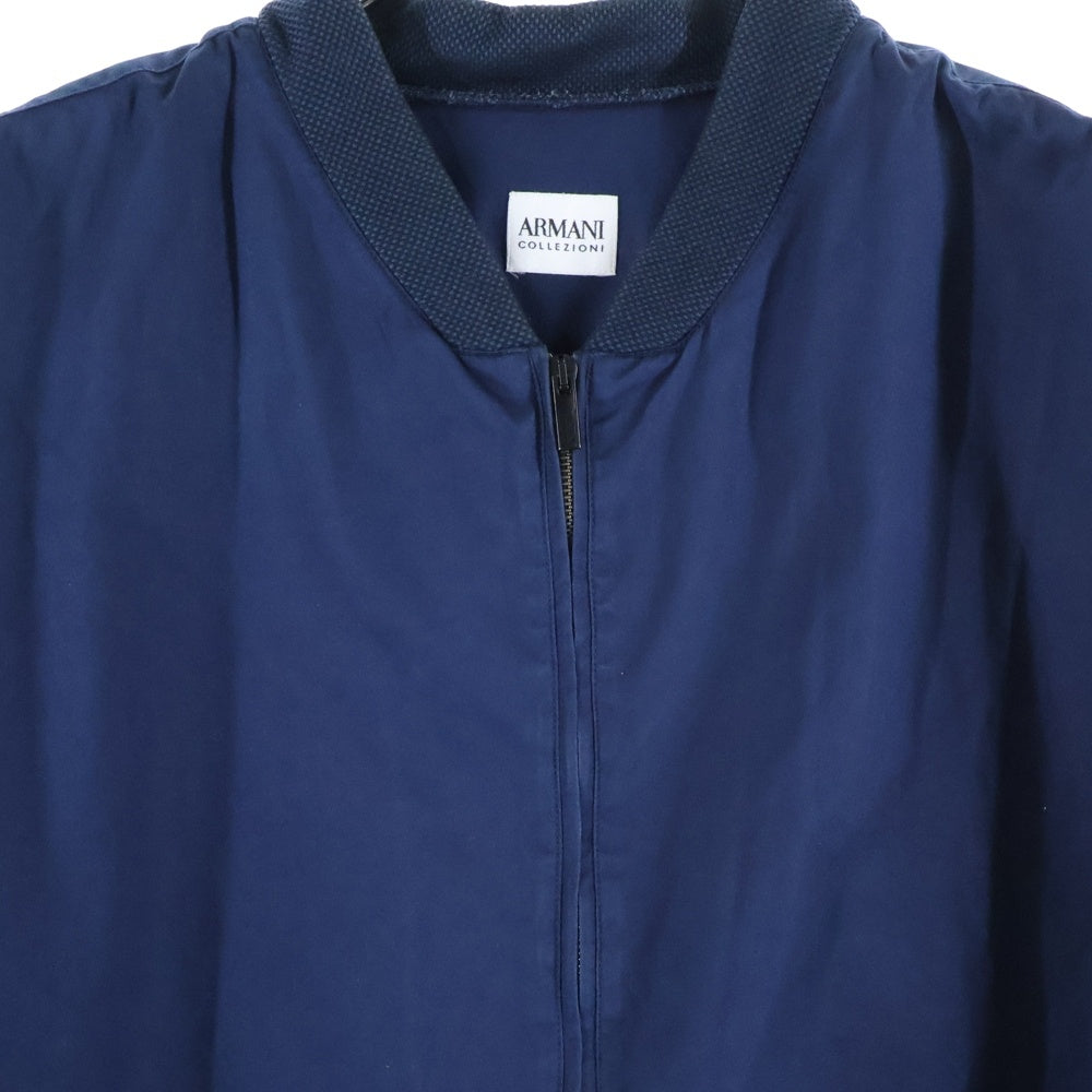 ARMANI COLLEZIONI(アルマーニ コレツィオーニ) メッシュカラー ジップアップ コットン シャツ ブルゾン ジャケット ネイビー PCSMXTPC5F8
