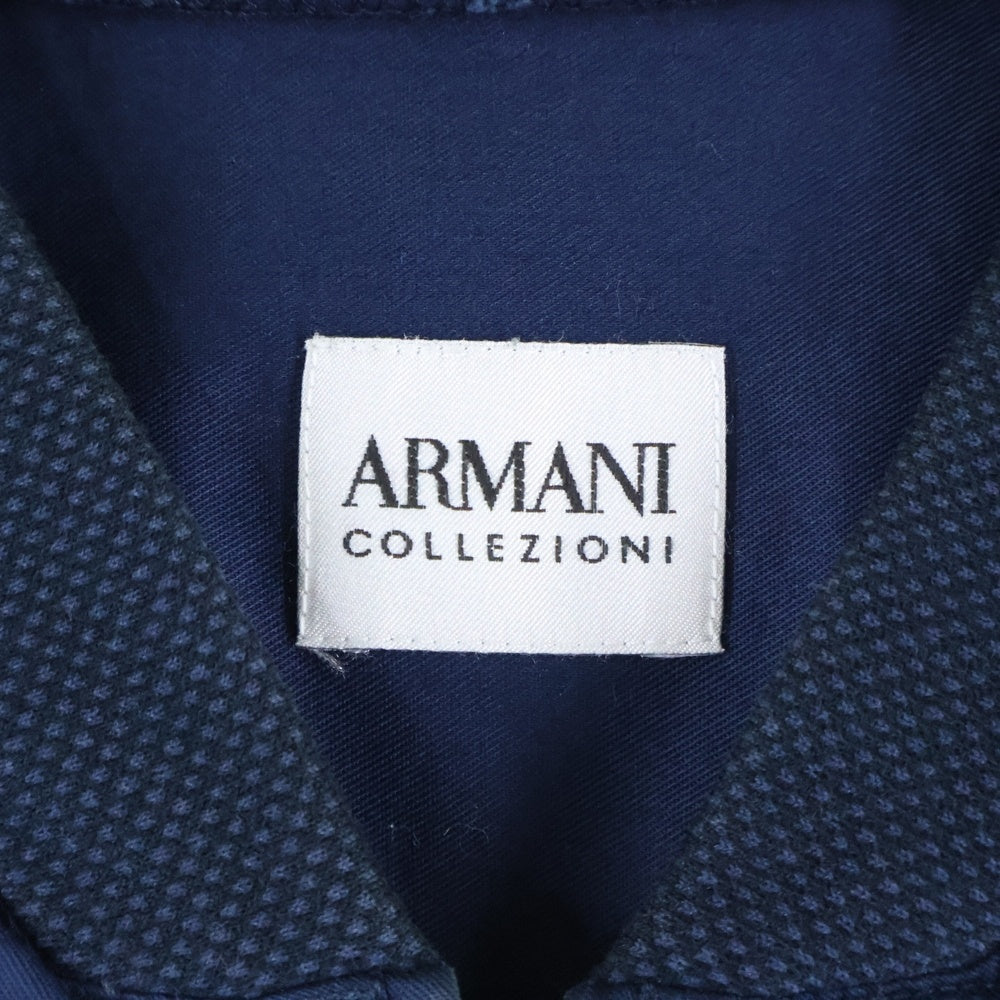 ARMANI COLLEZIONI(アルマーニ コレツィオーニ) メッシュカラー ジップアップ コットン シャツ ブルゾン ジャケット ネイビー PCSMXTPC5F8