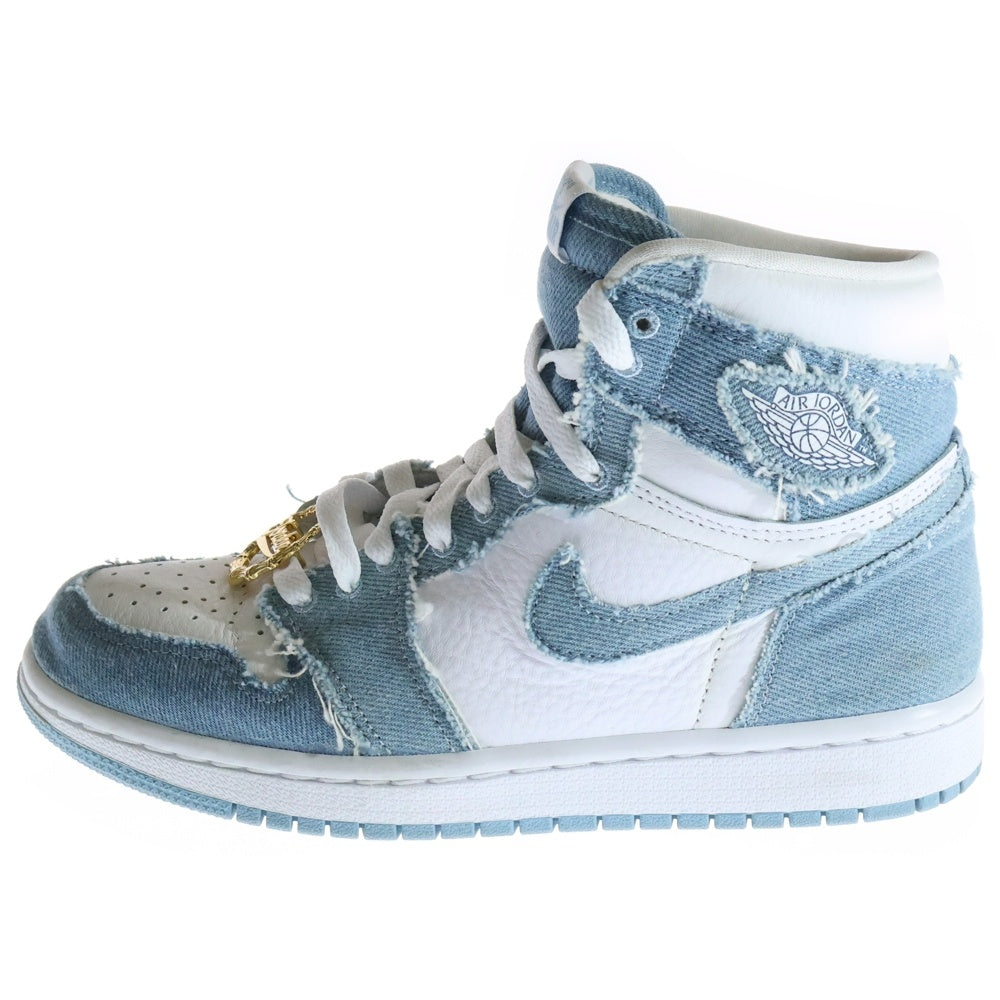 NIKE(ナイキ) WMNS AIR JORDAN 1 HIGH OG DENIM ウィメンズ エアジョーダン1 OG デニム ハイカットスニーカー レディース ホワイト/ブルー US7/24cm DM9036-104