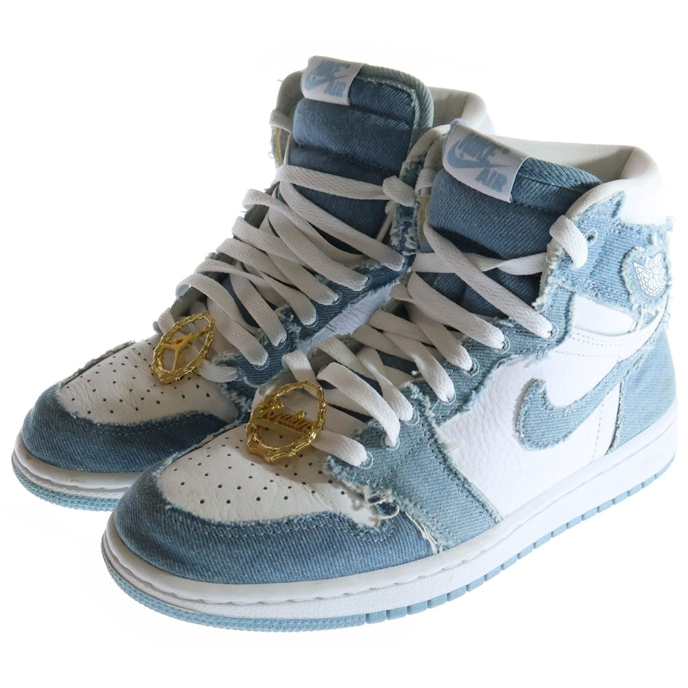 NIKE(ナイキ) WMNS AIR JORDAN 1 HIGH OG DENIM ウィメンズ エアジョーダン1 OG デニム ハイカットスニーカー レディース ホワイト/ブルー US7/24cm DM9036-104