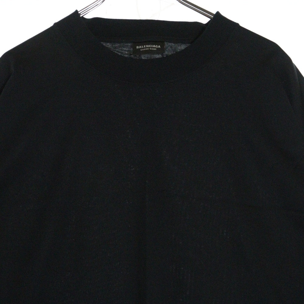 BALENCIAGA(バレンシアガ) オーバーサイズ コットン モックネック カットソー 半袖Tシャツ ブラック 724509 TNVL8