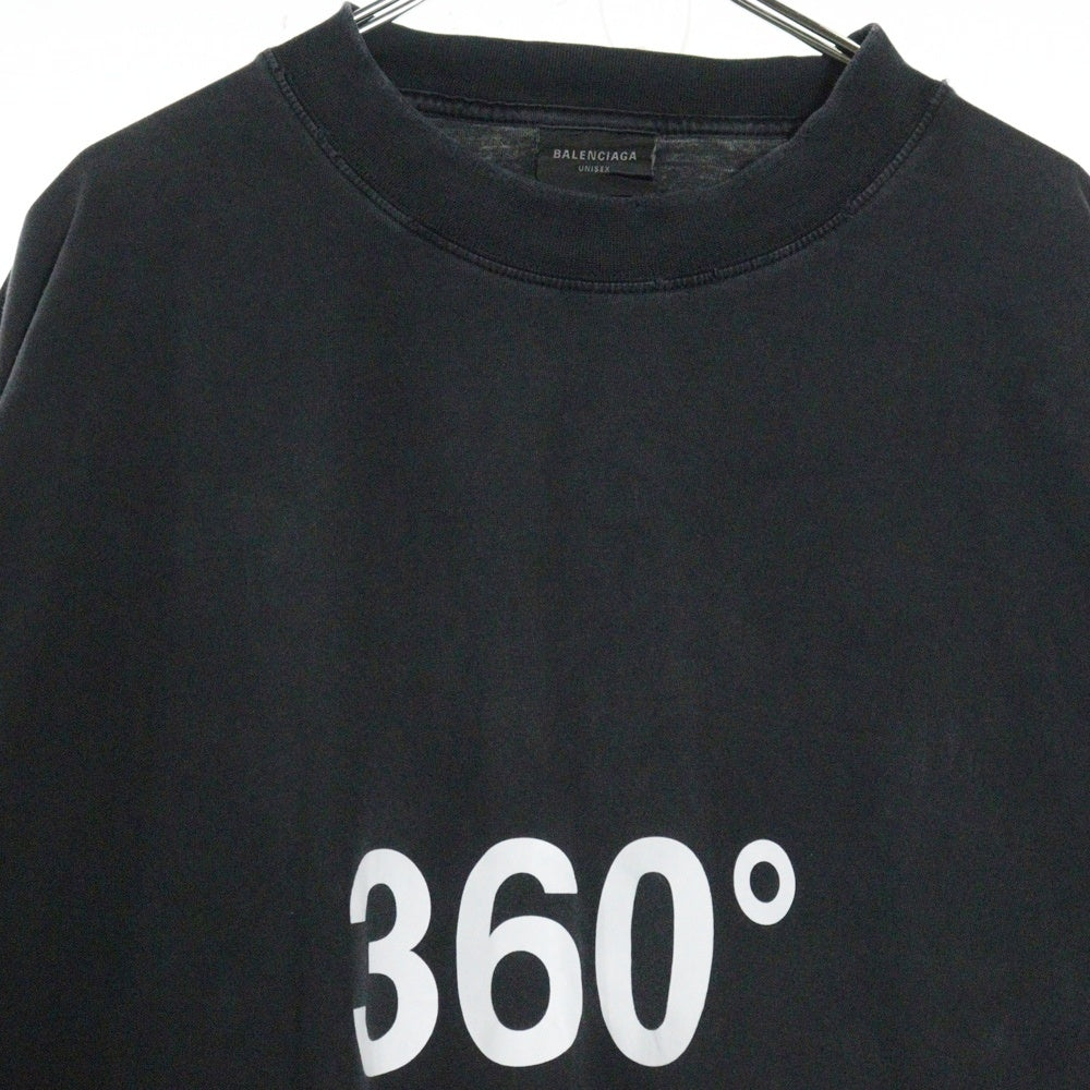BALENCIAGA(バレンシアガ) 22AW 360 TUBULAR OVERSIZED TSHIRT チュビュラー オーバーサイズ ダメージ加工 モックネック カットソー 半袖Tシャツ ブラック 103MT-1628