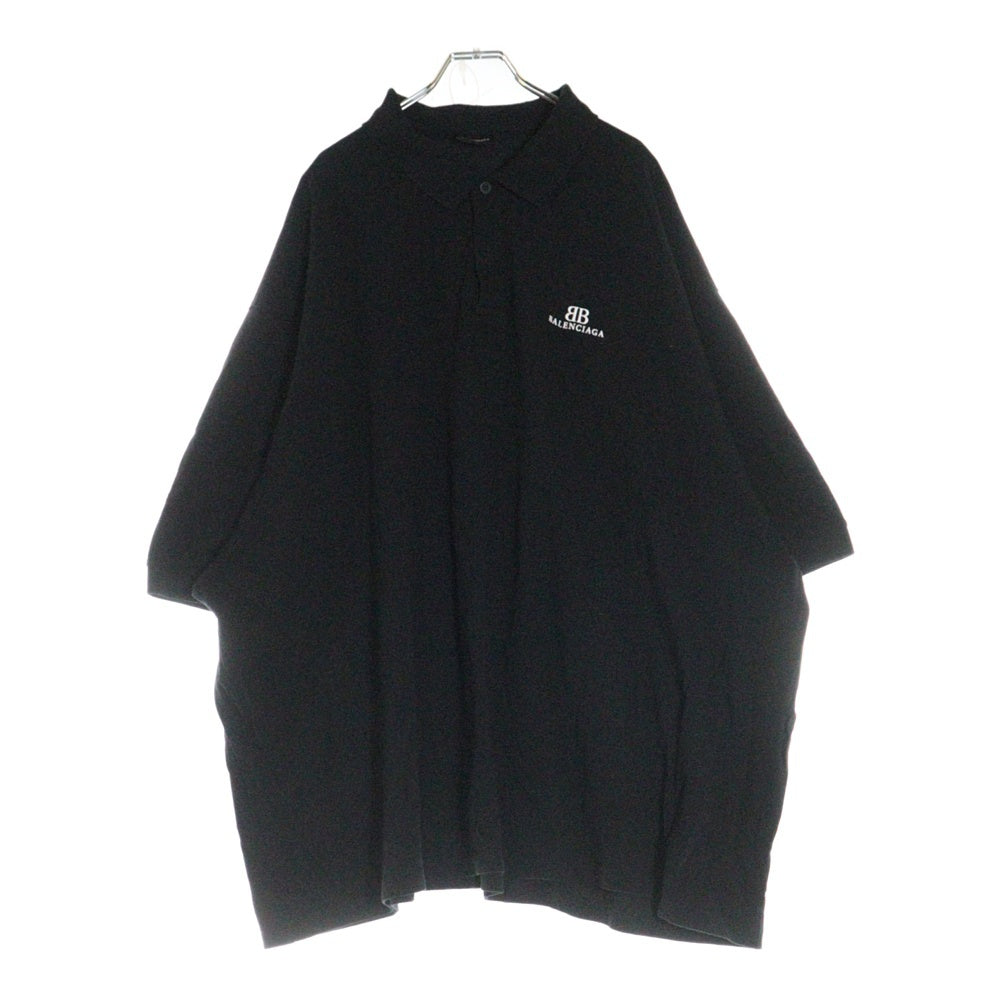 BALENCIAGA(バレンシアガ) 24SS BBロゴ刺繍 オーバーサイズ 半袖ポロシャツ ブラック 791001 TQVM7