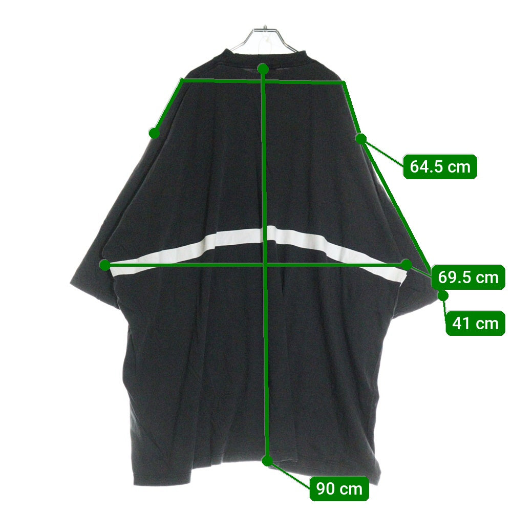 BALENCIAGA(バレンシアガ) 22AW 360 TUBULAR OVERSIZED TSHIRT チュビュラー オーバーサイズ ダメージ加工 モックネック カットソー 半袖Tシャツ ブラック 103MT-1628