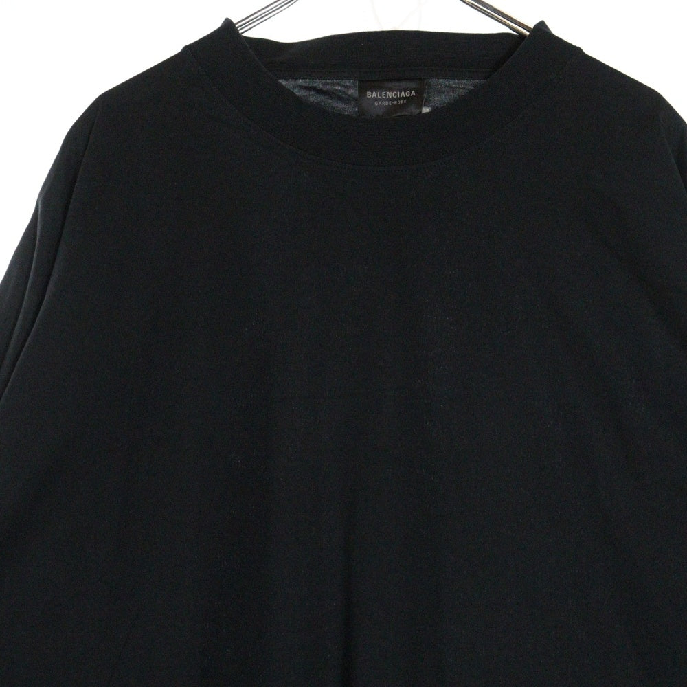 BALENCIAGA(バレンシアガ) オーバーサイズ コットン モックネック カットソー 半袖Tシャツ ブラック 724509 TNVL8
