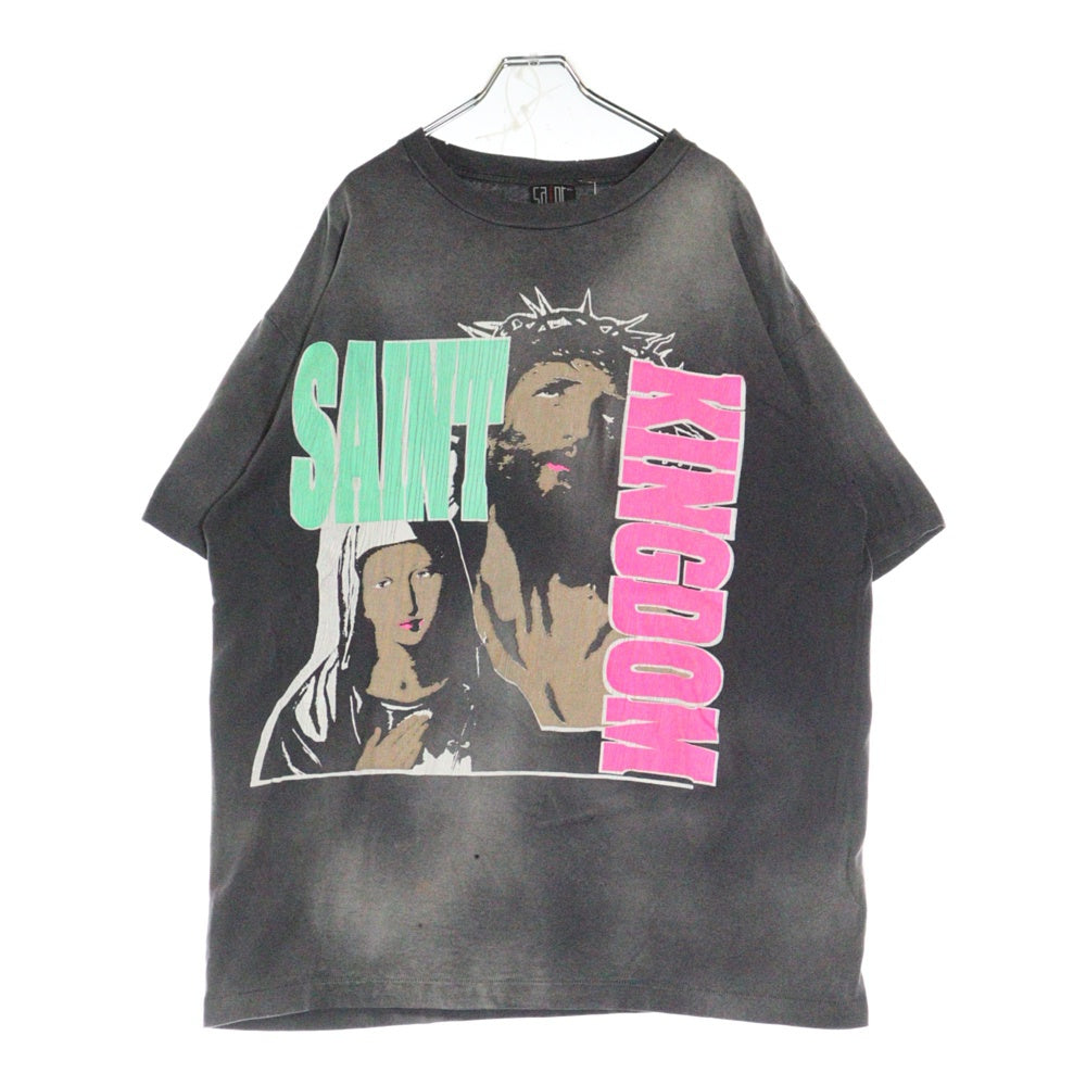 SAINT MICHAEL(セントマイケル) 24SS SS TEE ST KINGDOM キングダム 両面プリント クルーネック コットン 半袖 Tシャツ カットソー グレー SM-YS8-0000-C45